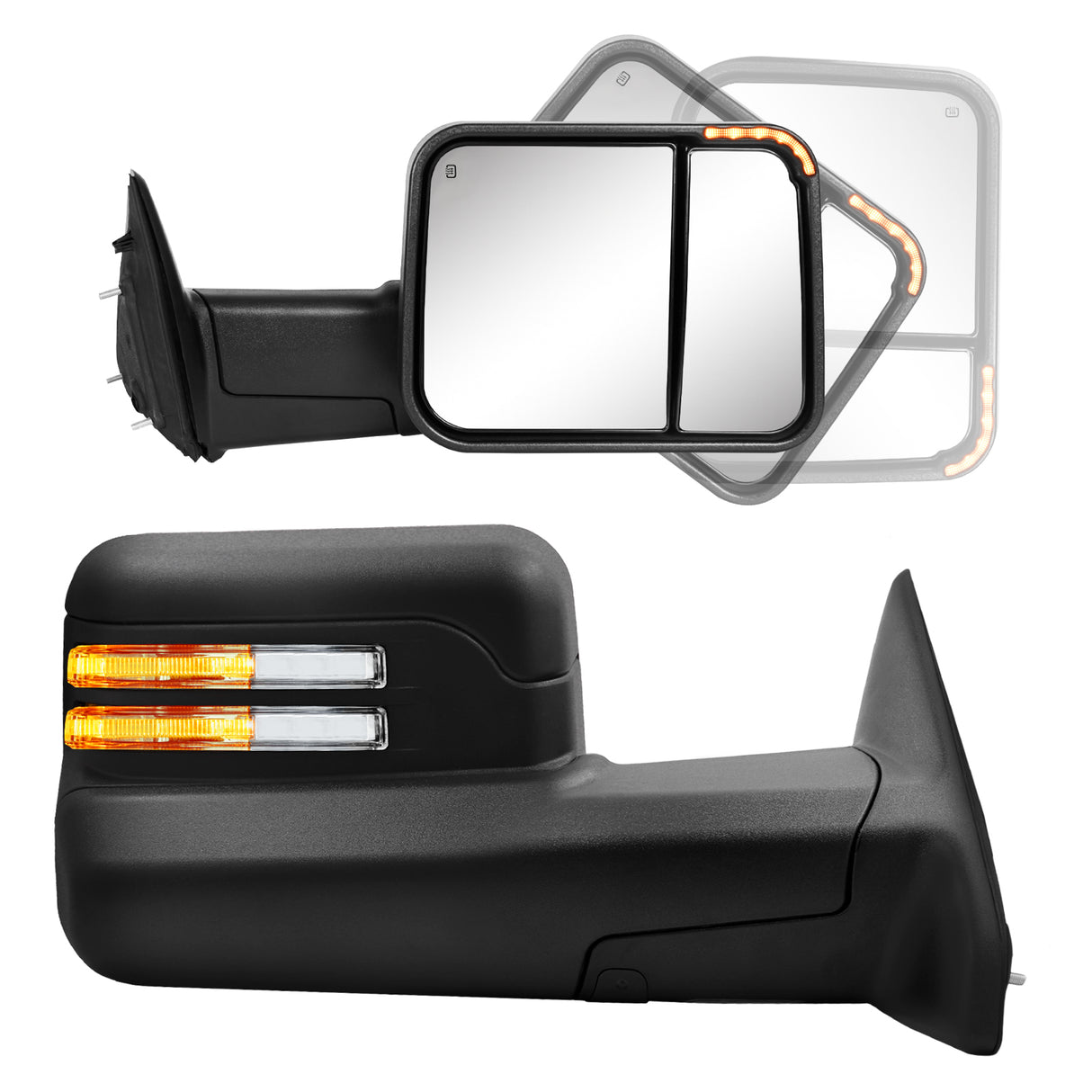 Besq-Custom-Telescopic-Towing-Mirrors-for-2009-2018-Dodge-RAM-1500/2500/3500-Trucks-S-Manual-Fip-Up-Folding