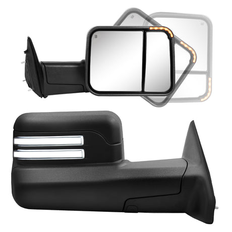 Besq-Custom-Telescopic-Towing-Mirrors-for-2009-2018-Dodge-RAM-1500/2500/3500-Trucks-SDB-Manual-Flip-Up-Folding