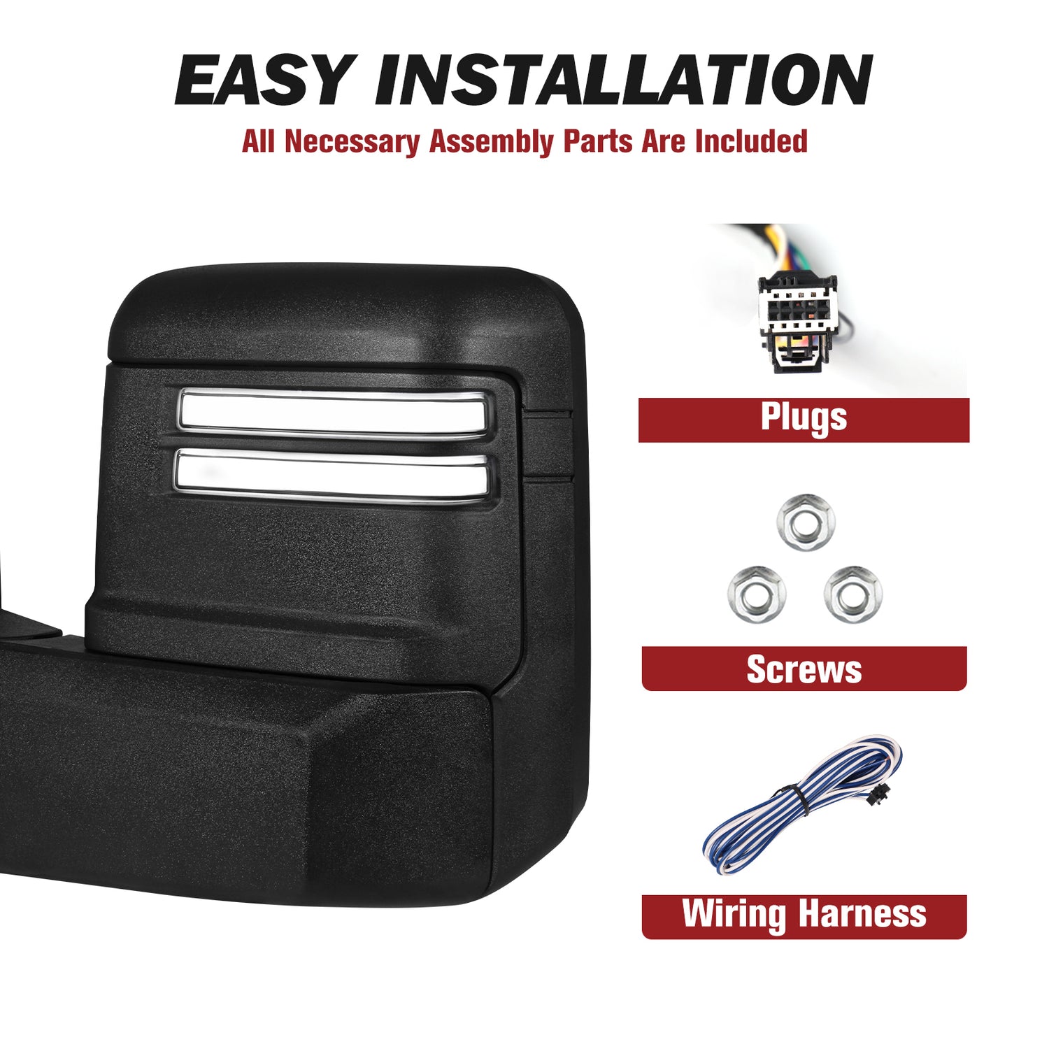 Besq-Extendable-Telescopic-Towing-Mirror-for-2007-2013-Chevy-Silverado-GMC-Modern-Design-for-Classic-Models-07BSDB-Easy-Installation