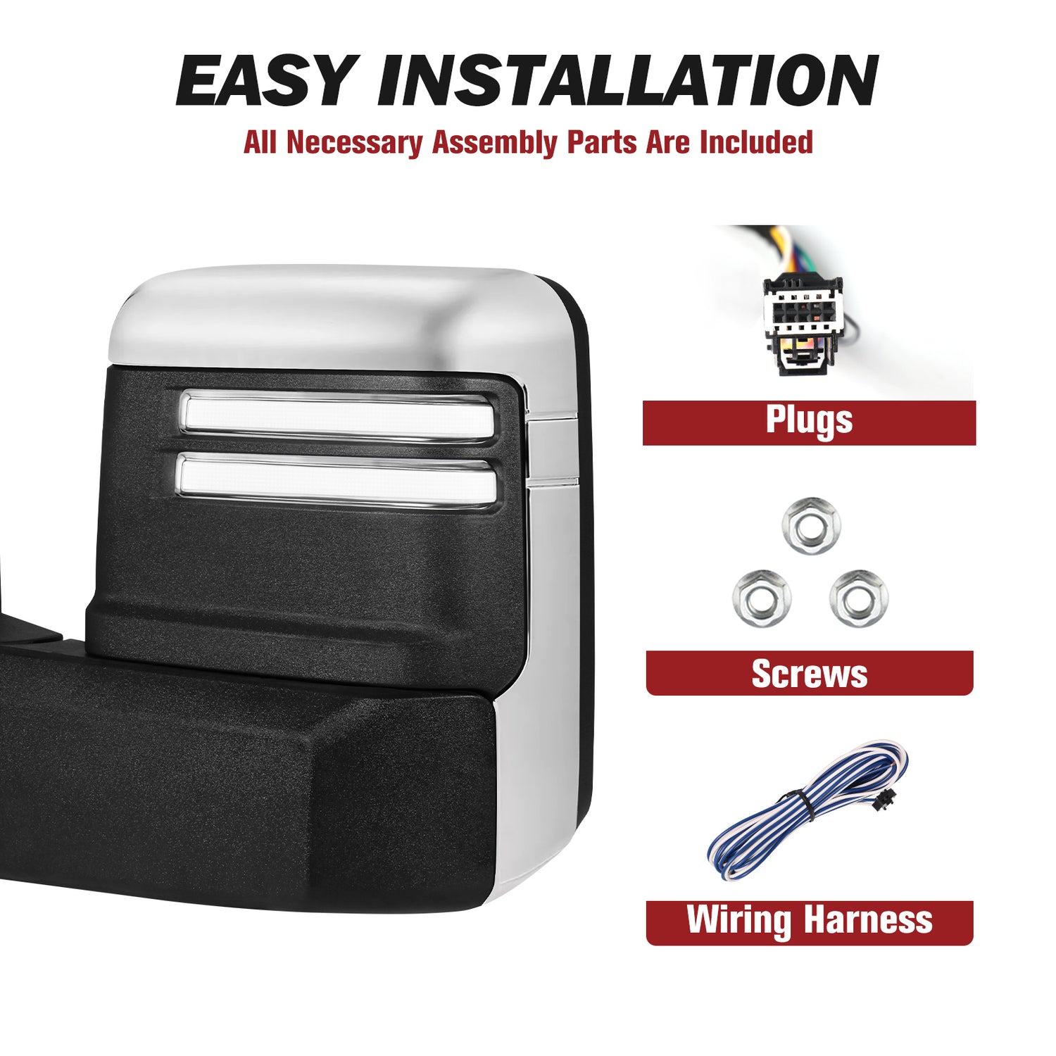 Besq-Extendable-Telescopic-Towing-Mirror-for-2007-2013-Chevy-Silverado-GMC-Modern-Design-for-Classic-Models-07CSDB-Easy-Installation